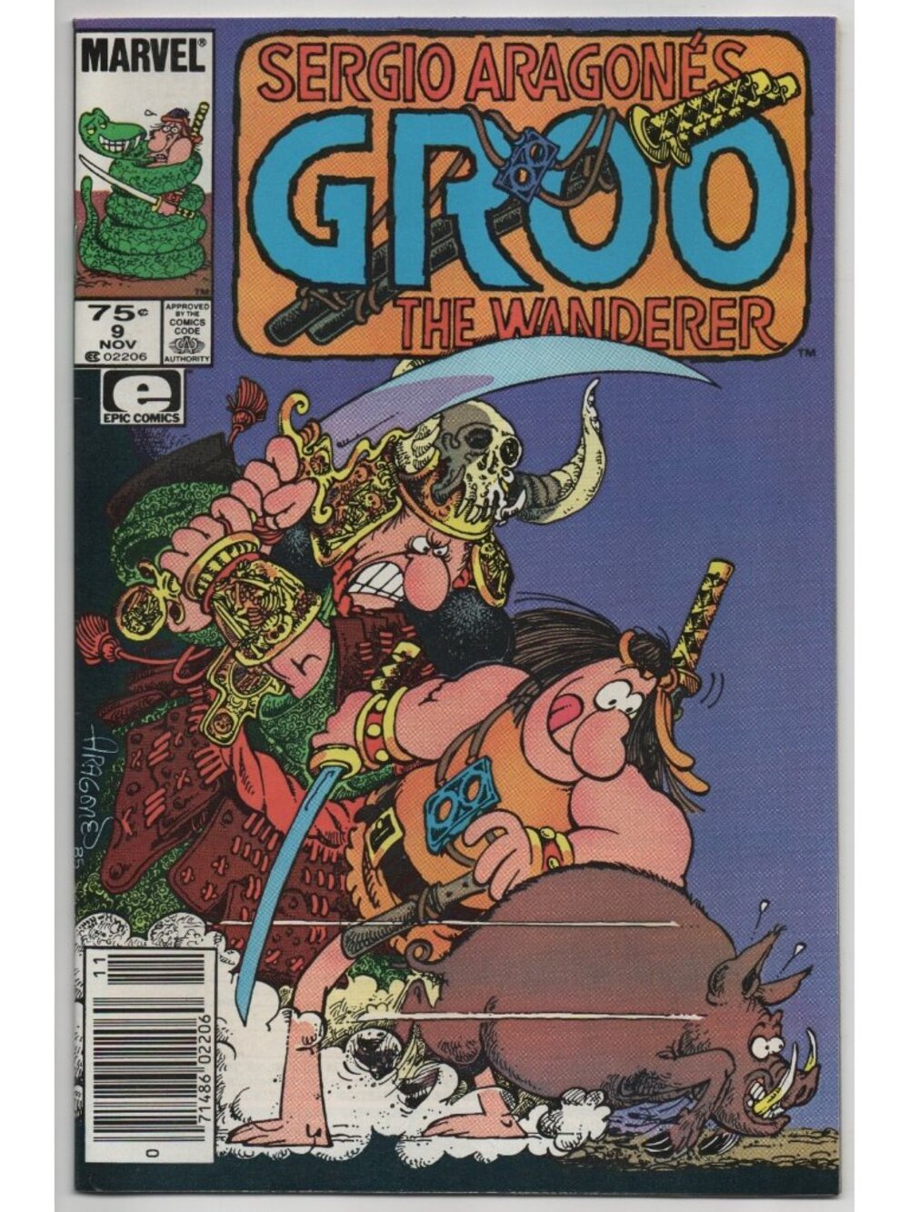 Groo the Wanderer 9 Marvel Epic Comics 1985 VF- 7.5 Newsstand Sergio Aragones